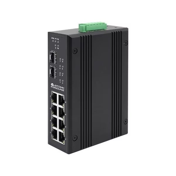 10-Port Industrial POE Unmanaged Ethernet Switch, Avcomm, Mfr#: 410GX2-POE-FC
